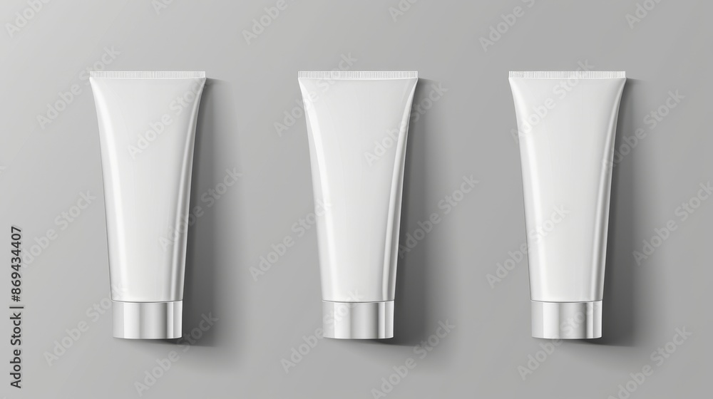 Mockup of white cosmetic tube. Cream plastic container mockup. Isolated realistic design for a hand lotion package. Mockup for 3D beauty skin gel or dental toothpaste product packaging. Mockup of white cosmetic tube. Cream plastic container mockup. Isolated realistic design for a hand lotion package. Mockup for 3D beauty skin gel or dental toothpaste product packaging.