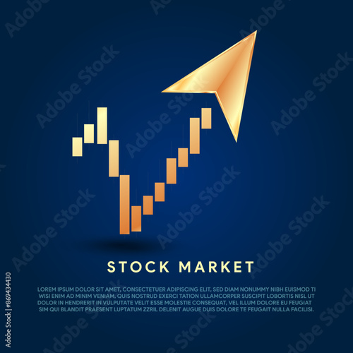 Stock market or stock exchange or financial technology concept banner, poster or web background with golden rupee icon and trading background.