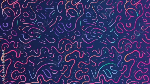 90's squiggles seamless, geometric design with a subtle gradient in the background 