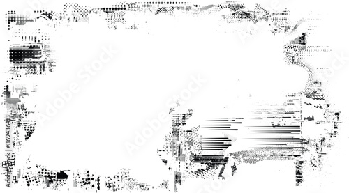 Glitch distorted grange shape . Noise grungy logo . Trendy defect error shapes . Glitched frame .Grunge textured . Distressed effect .Vector shapes