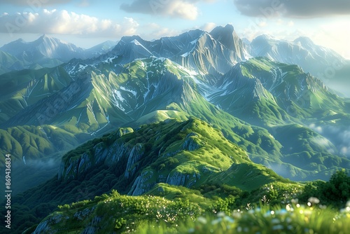 Enchanted tilt-shift mountain landscape photo