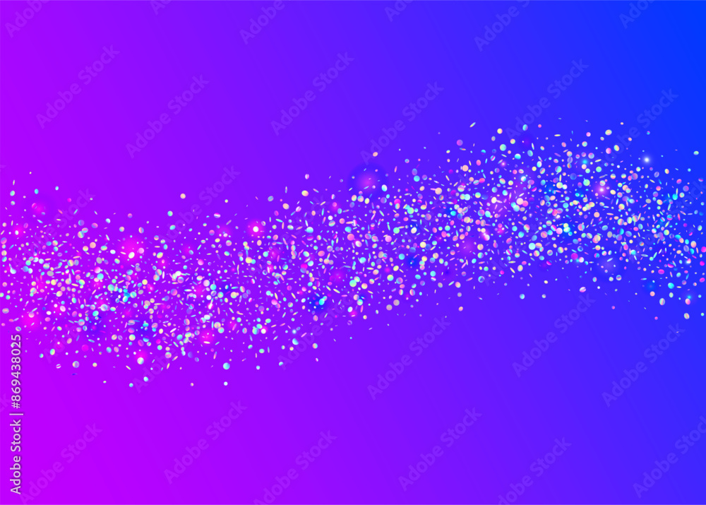 Obraz premium Carnaval Paper. Light Pattern. Digital Ribbon. Party Background. Glare Surprise Template. Falling Design. Blue Disco Confetti. Iridescent Tinsel. Purple Carnaval Paper