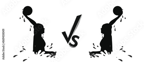 Water polo silhouette art illustration