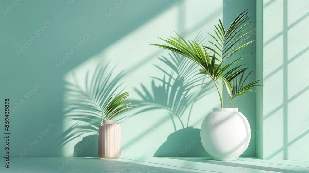 Minimalist Interior with Potted Plants and Sunlight Minimalist Interior with Potted Plants and Sunlight