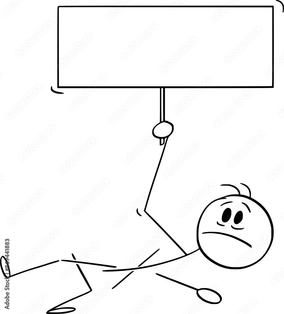 Fototapeta premium Person has fallen apart or personality disintegration, vector cartoon stick figure or character illustration.