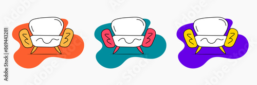 Set of chair or sofa vector icons. A place to relax at home. Sofa in flat style.