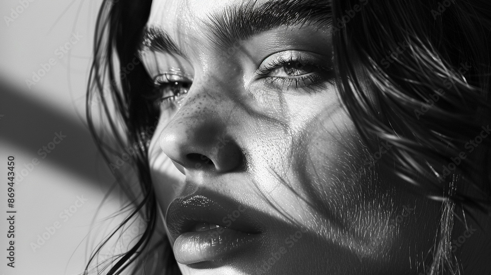 Black and White Close-Up Portrait of a Woman Black and White Close-Up Portrait of a Woman