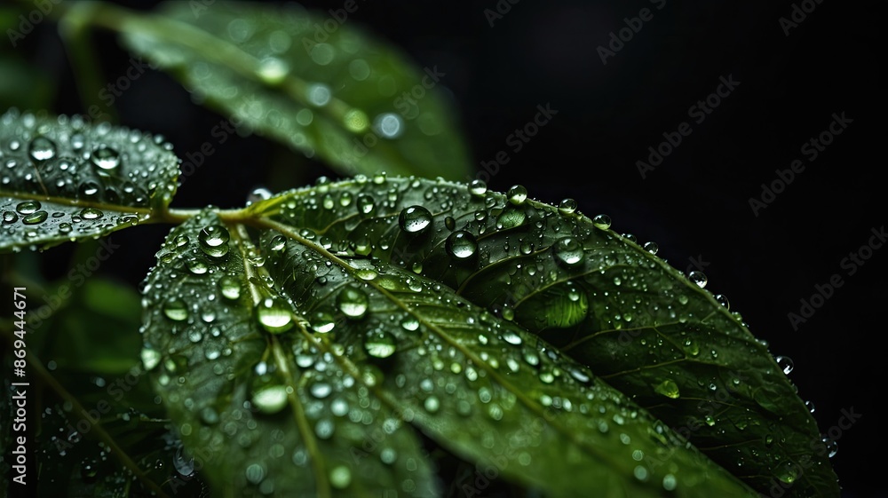 green macro leaf raindrops on fresh green leaves on a background green macro leaf raindrops on fresh green leaves on a background