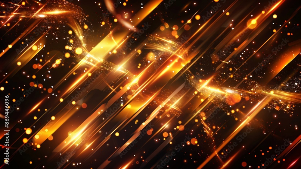 Fototapeta premium In this video you will see a vertical gold line light effect. A sparkly and flare beam. A magic laser speed ray glow. A mystery technology data fiber pattern. String projection backgrounds. An upward