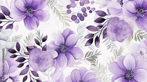 Wallpaper Mural Seamless pattern of purple and green watercolor Torontodigital.ca