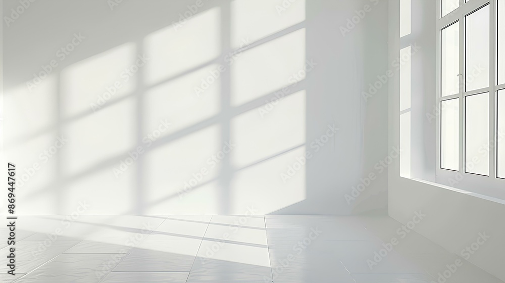 Minimalist White Room with Sunlight and Shadows Minimalist White Room with Sunlight and Shadows