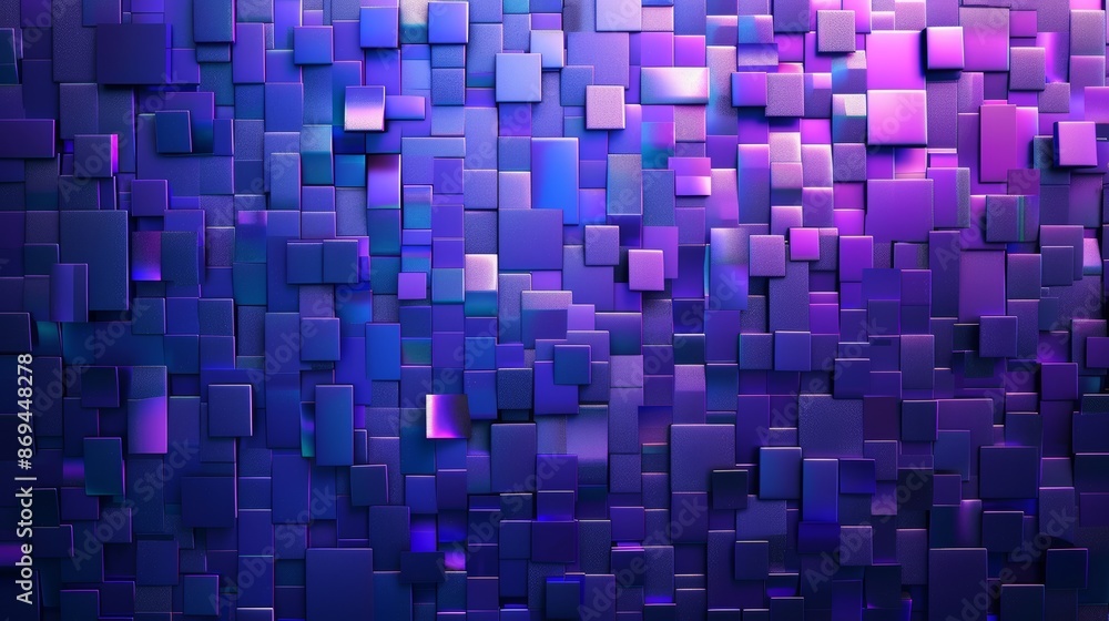 The abstract pixel pattern, a geometric tile presentation design, disco club performance backdrop, futuristic spectrum is an illustration of a purple square grid mosaic set on a dark blue background. The abstract pixel pattern, a geometric tile presentation design, disco club performance backdrop, futuristic spectrum is an illustration of a purple square grid mosaic set on a dark blue background.