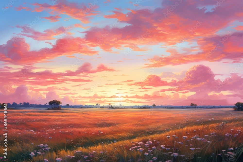 Obraz premium Meadow background landscape sky grassland.