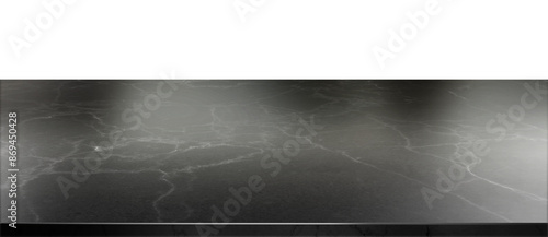 Empty dark marble desk for product presentation. Stylish black marble table top. Counter top, Graphic resource for your design. Isolated kitchen element without background. Transparent png file. photo