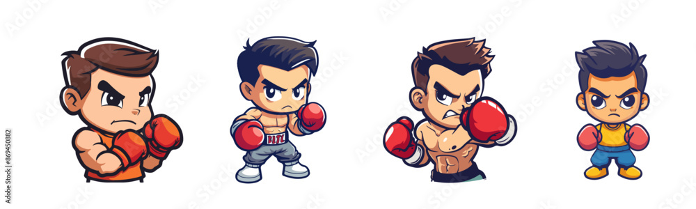 set of character boxing athlete set of character boxing athlete