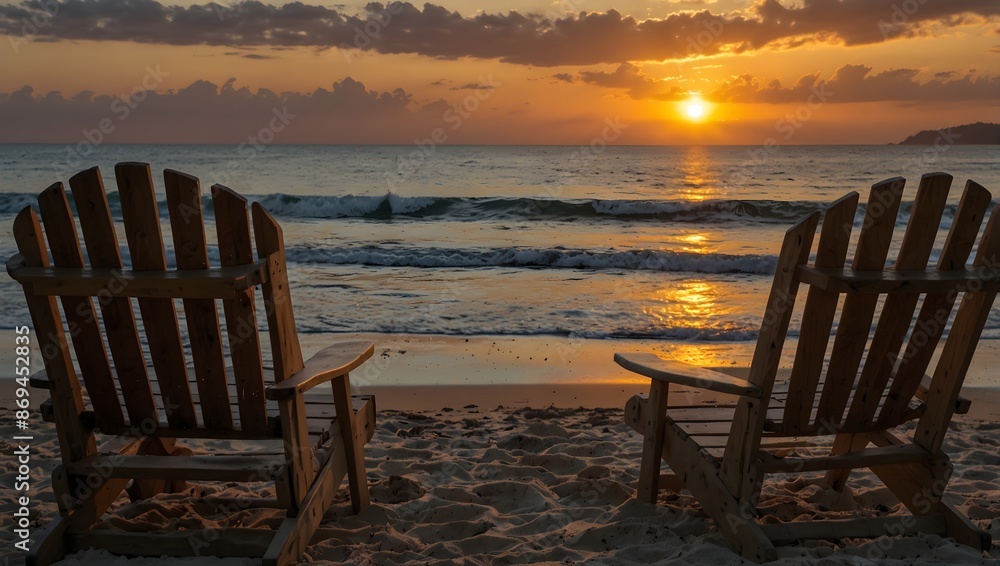 The sunset over the ocean, as observed from a solitary beach chair ai_generated The sunset over the ocean, as observed from a solitary beach chair ai_generated