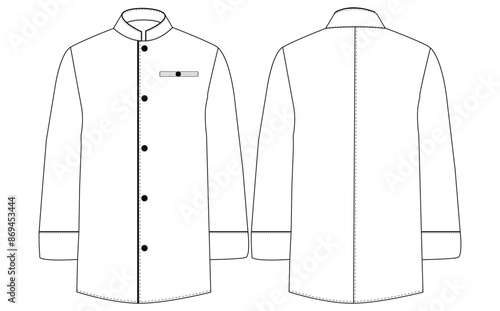 White chef jacket vector illustration. Cook uniform, shirt on white Versatex Chef Jacket 
