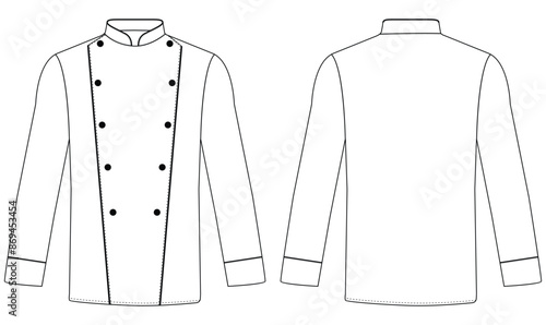 White chef jacket vector illustration. Cook uniform, shirt on white Versatex Chef Jacket 
