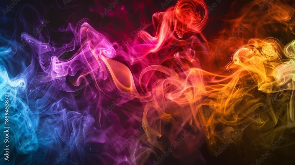 Artistic photography. Colorful smoke moving on a black background. Colorful smoke swirls beautifully. Artistic photography. Colorful smoke moving on a black background. Colorful smoke swirls beautifully.