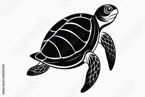 фотографія a simple sea turtle vector on white background.eps