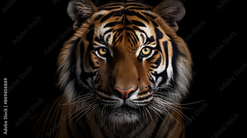 Portrait of a Tiger with a black background
Portrait of a Tiger with a black background