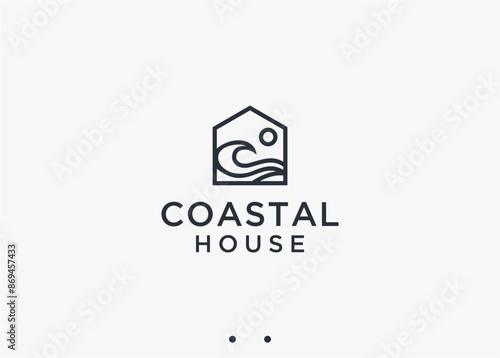 beach house logo design vector silhouette illustration