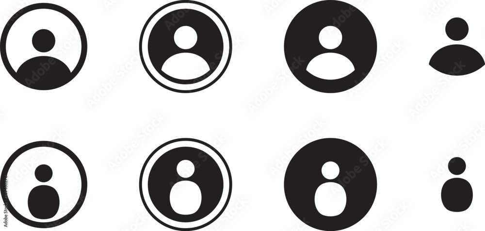 Fototapeta premium User profile vector set. illustration of user profile icons. black and white set of vectors.
