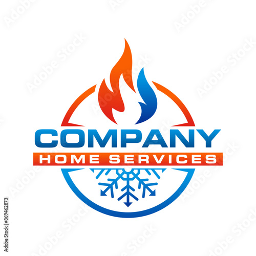 graphic vector of plumbing, heating, and cooling service company logo design illustration 1