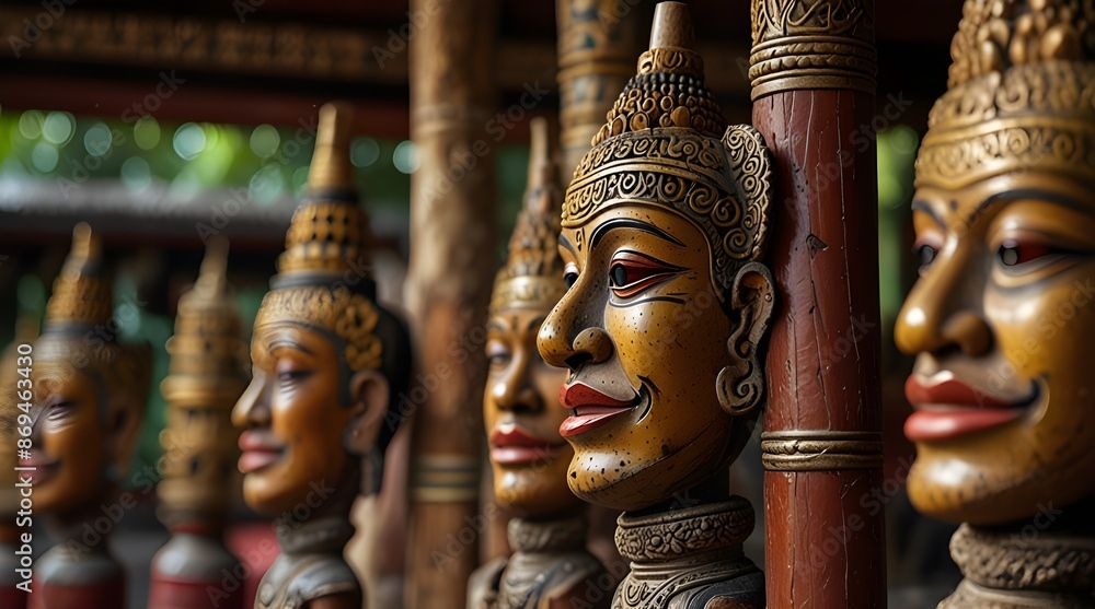 Closeup Balinese characteristic musical instruments in a temple.generative.ai Closeup Balinese characteristic musical instruments in a temple.generative.ai