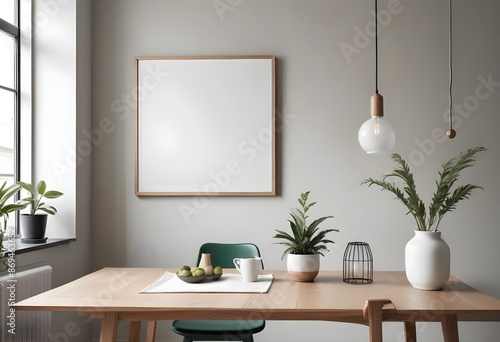 Frame mockup, ISO A paper size. Bedroom poster mockup. Modern interior design. Living room Interior mockup with house background. 3D render