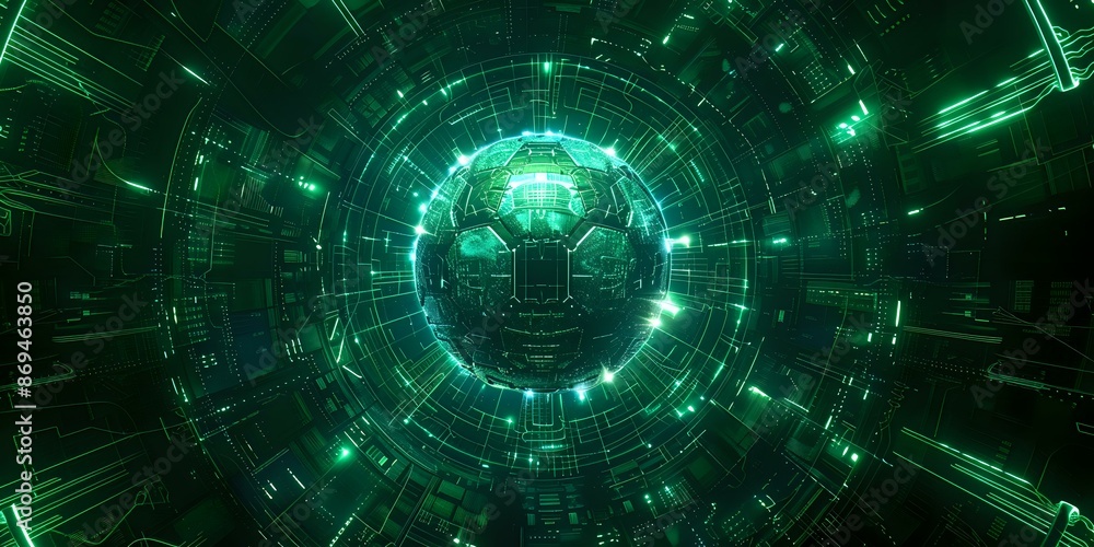 Futuristic digital sphere glowing with green light, representing advanced technology and innovation. Ideal for tech, innovation, and digital themes. Futuristic digital sphere glowing with green light, representing advanced technology and innovation. Ideal for tech, innovation, and digital themes.