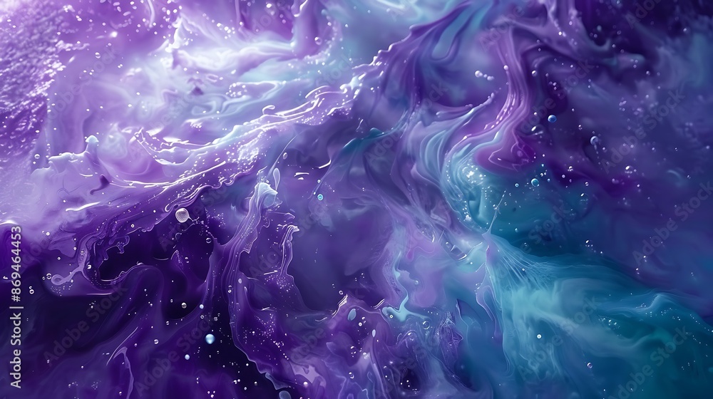 Liquid canvas of ultraviolet waves blending harmoniously with jade tranquility, captured in stunning HD clarity, evoking a sense of ethereal beauty.