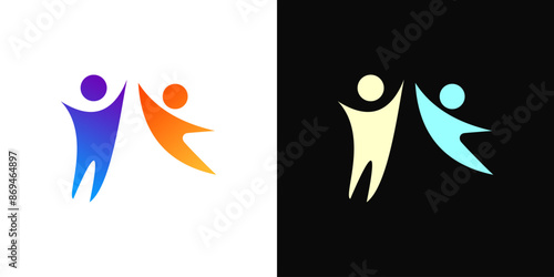 People person reach dream success icon abstract colorful illustration logo vector
