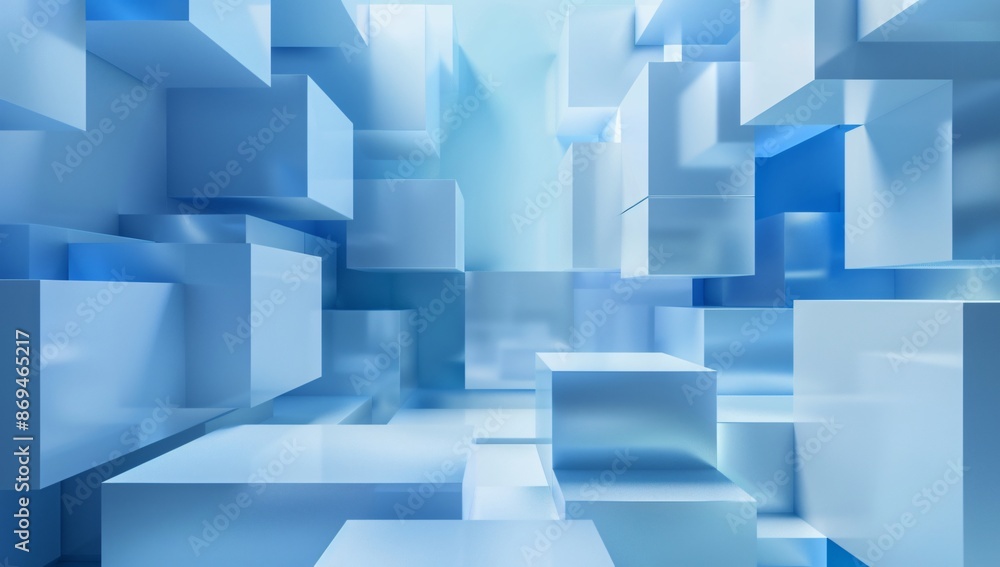 Blue structural shapes and angles create a futuristic, three-dimensional pattern in a minimalist style.
Blue structural shapes and angles create a futuristic, three-dimensional pattern in a minimalist style.