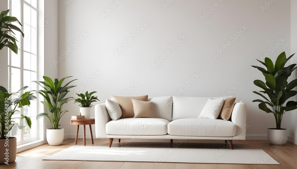 Mockup poster frames on the wall of the room. Modern Interior mockup. Apartment background. Modern Japandi interior design. 3D render Mockup poster frames on the wall of the room. Modern Interior mockup. Apartment background. Modern Japandi interior design. 3D render