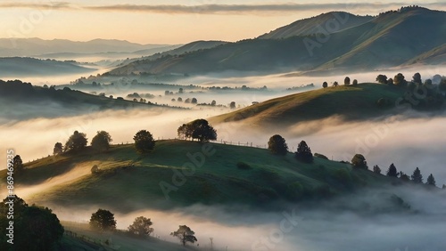 Misty Morning Hillside