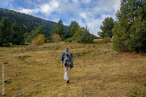 Climbing to the Salòria peak from Os de Civís, on the way to Coll de Conflent (Alt Urgell, Catalonia, Spain, Pyrenees) photo