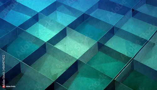 スクエア模様　ブルーグリーン