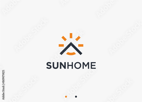 sun house logo design vector silhouette illustration