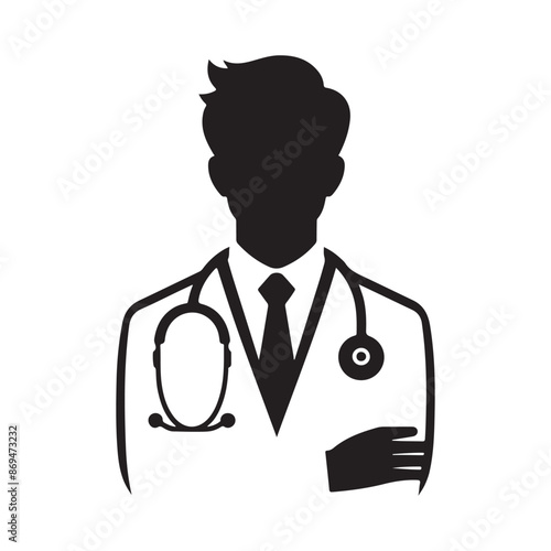 Doctor Icon with Stethoscope. Nurse logo, medical and health care hospital patient examination vector illustration