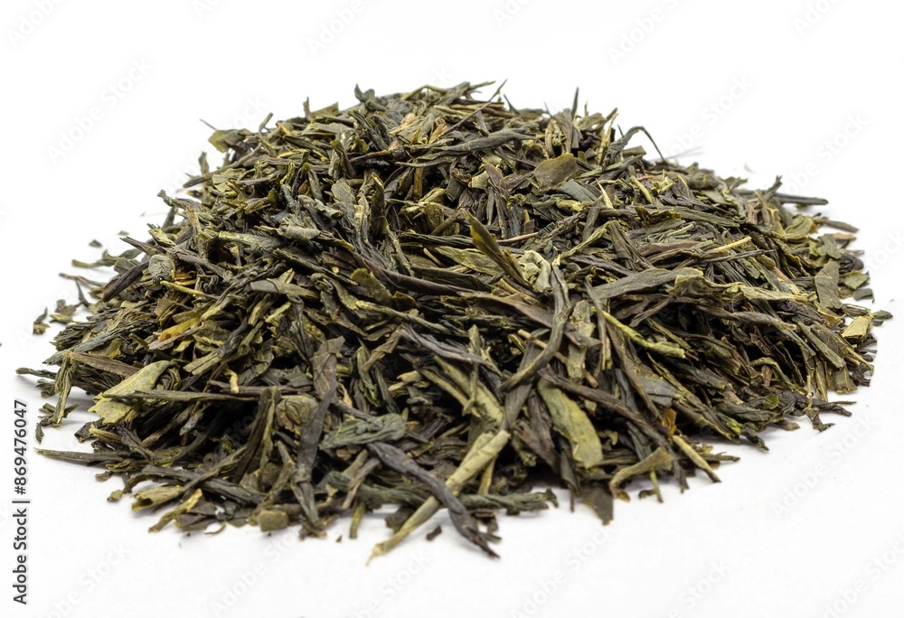 Shaded tea leaves on a white background Shaded tea leaves on a white background