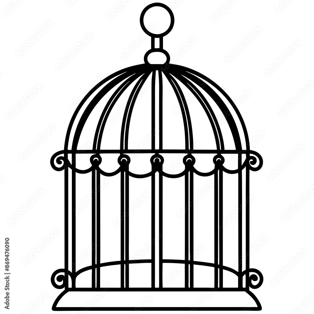 Silhouette of birdcage  vector  illustration 