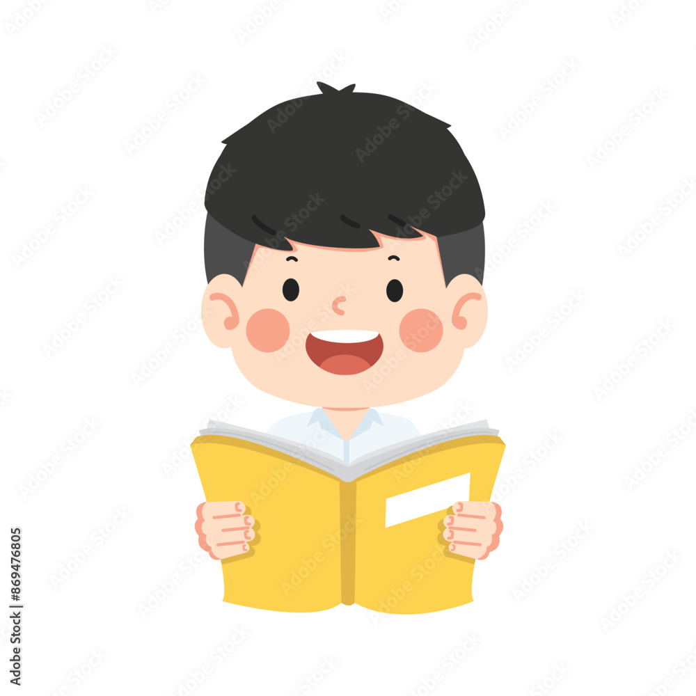 Cute boy student reading a book Cute boy student reading a book
