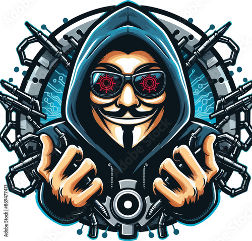 hacker team esport vector logo design