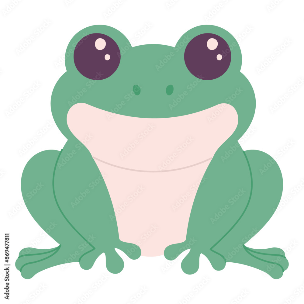 Naklejka premium Green cute frog, vector illustration