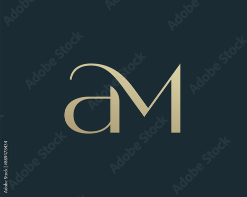 AM letter logo icon design. Classic style luxury initials monogram.
