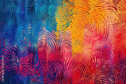 Vibrant abstract art, featuring intricate swirling patterns in an array of bright colors including blue, orange, red, and yellow.