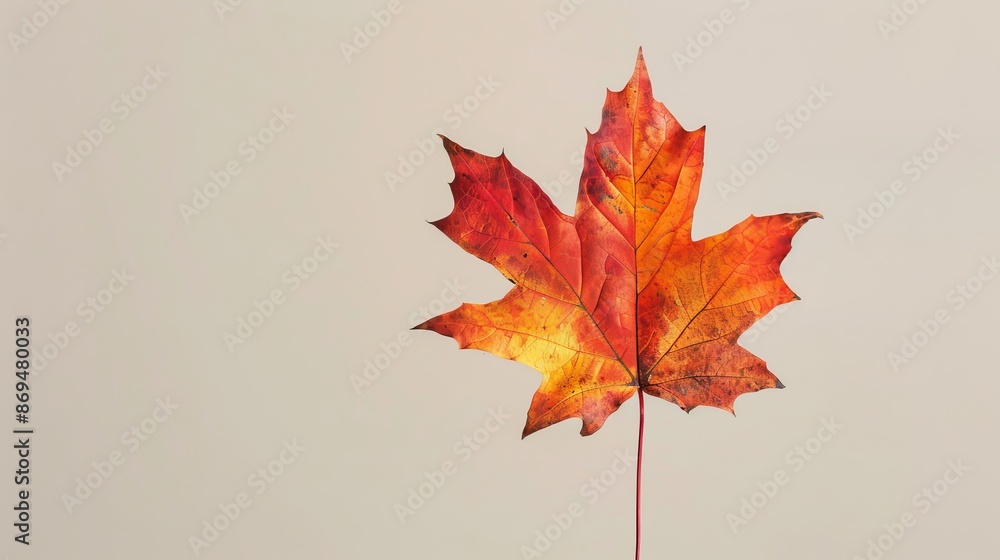 Autumn banner with a lonely maple leaf on a light background. Autumn banner with a lonely maple leaf on a light background.