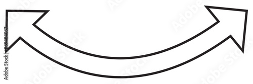 Orange dual sided arrow. Semicircular curved thin long double ended arrow. Vector illustration.