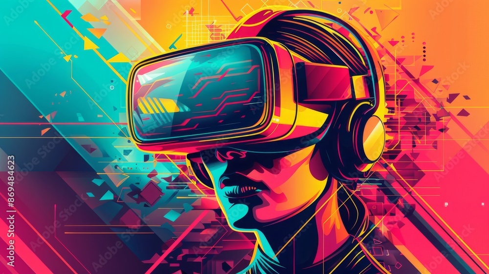 Person immersed in virtual reality with VR headset, experiencing the metaverse. Concept of gaming, simulation, and future technology. Person immersed in virtual reality with VR headset, experiencing the metaverse. Concept of gaming, simulation, and future technology.